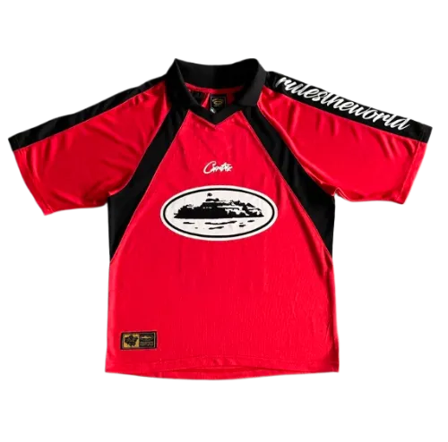 corteiz jersey panel - red