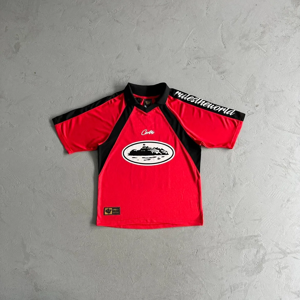 corteiz jersey panel - red