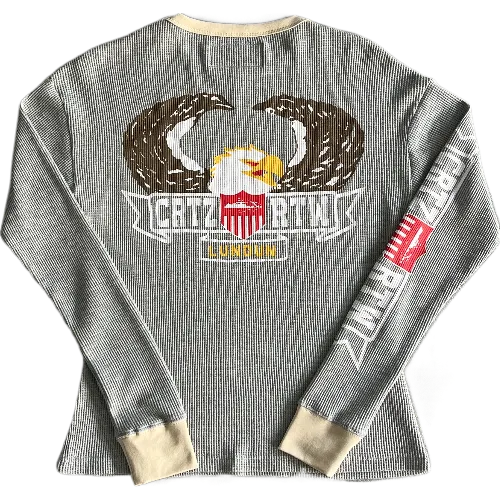 corteiz Long-sleeve Eagle Print Waffle -Light Gray
