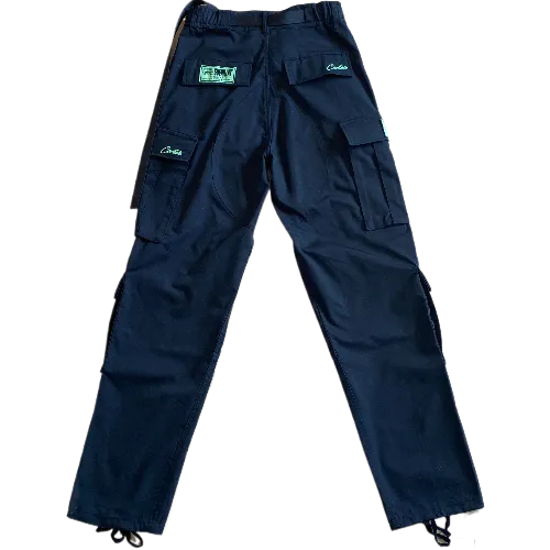 Corteiz pants cargo Black Green Logo