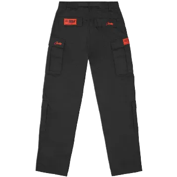 Corteiz pants cargo black red logo
