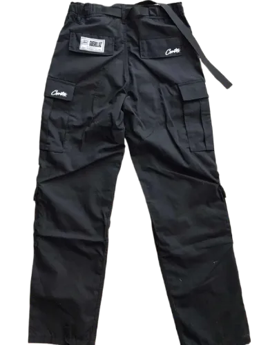 Corteiz pants cargo black white logo
