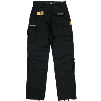 Corteiz pants cargo black White Logo Yellow Patch