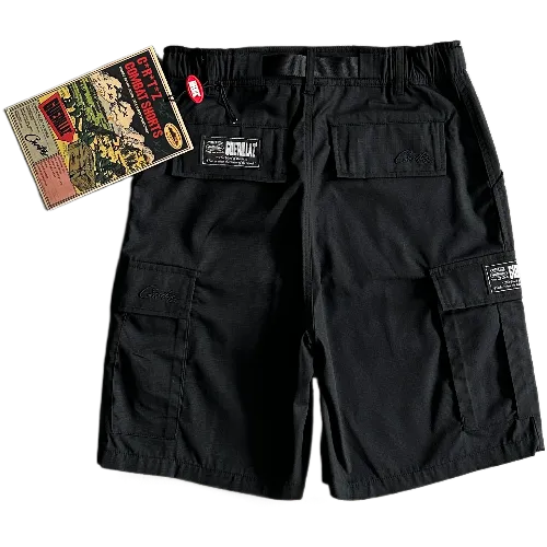 corteiz shorts cargo black