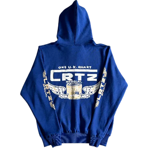 corteiz hoodie zip up gasolina blue