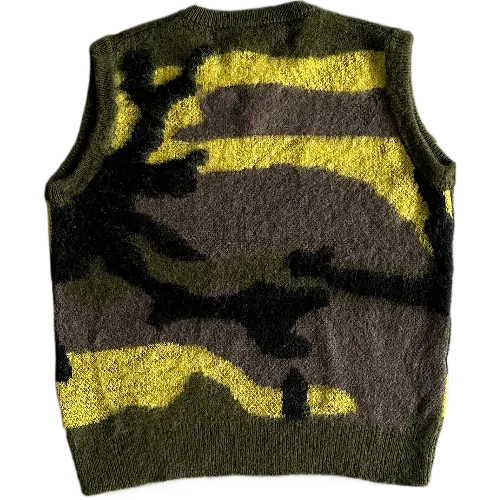 corteiz gilet Mohair Knit Green Yellow Brown Camo