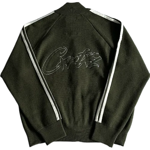 corteiz zip up Knit fleece-green