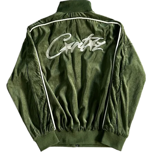 corteiz Velor tracksuit top – Green